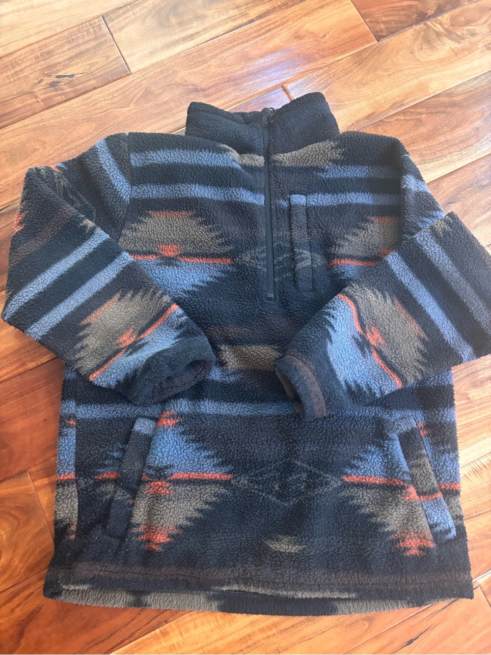 Billabong Patterned Zip Fleece Pullover Size XL
